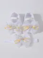Chaussures de princesse en dentelle blanche pour bébé avec bandeau couronne - Chaussures de Princesse Blanches avec Bandeau (25-1)