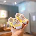 Breathable yellow mesh baby walking shoes for toddlers aged 1-3 years with velcro strap. - Size 16 (Inner Length 13cm) / Rice Pink Mesh
