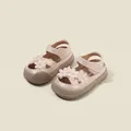Cute pink toddler girl princess sandals with soft floral decorations and velcro straps - Size 25 / Inner Length 15.5cm / Pink