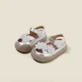 Baby girls silver princess sandals with decorative flowers and closed-toe design - Size 20 (Inner Length 14.0cm) / Silver