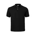 Men's black jacquard short sleeve polo shirt with classic collar and three buttons - S / Tops / Black