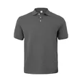 Men's dark gray heavy jacquard polo shirt featuring a classic herringbone pattern - S / Tops / Dark Gray