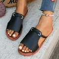 Elegant black flat sandals for women featuring unique braided strap and peep-toe summer style - Black