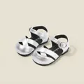 Silver closed-toe sandals for baby girls, stylish summer toddler walking shoes. - Size 15 (Inner Length 12.0cm) / Silver