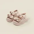 Sandali beige per neonate con grandi fiocchi e suole antiscivolo resistenti - Rosa