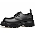 Stylish black platform Derby shoes with chunky soles for a modern British look - 38 / Black