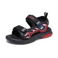Sandalias de playa transpirables para niños, negro y rojo con estampados de llamas - Negro Rojo