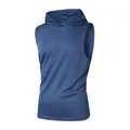 Gilet de sport à capuche sans manches pour hommes en tissu mesh bleu respirant pour l'été. - Bleu marine