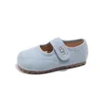 Elegant light blue suede Mary Jane princess shoes for girls with soft rubber sole. - Size 21 Inner Length 13.5CM / Lake Blue