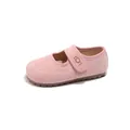Pink frosted suede girls Mary Jane shoes featuring flexible soft sole and strap - Size 21 Inner Length 13.5CM / Pink