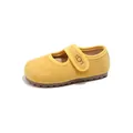 Yellow suede Mary Jane shoes for girls with velcro strap and soft sole for spring - Size 21 Inner Length 13.5CM / Mustard Yellow