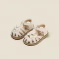 Süße beige Mädchen-Sandalen mit dekorativer Schleife und Perle für Kleinkinder - Beige