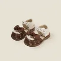 Toddler girls brown and white closed-toe sandals with bow and star details for summer - Size 15 (12.5cm) / Bow Turban Style / Brown
