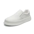 Ανδρικά λευκά δερμάτινα loafers με χοντρή σόλα για άνεση και μίνιμαλ στυλ - Λευκό