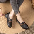 Black breathable hollow-out loafers for women with soft non-slip sole for summer wear - 36 / Flat Style (C888) / Black