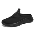 Men's breathable black mesh slip-on casual mule shoes perfect for outdoor travel and leisure - 39 / Black