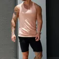 Débardeur en maille côtelée abricot pour homme coupe ajustée sport et loisirs été - Rose