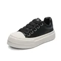 Premium men's thick-soled platform sneakers in classic black and white colorway - 39 / Black