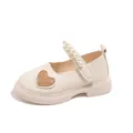 Chaussures Mary Jane blanc crème pour filles avec joli patch cœur et bride perlée - Taille 21-25 (Lot de 5) / Blanc Cassé