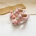 Adorables sandalias rosas para bebé con pompones y lazos, calzado de verano niña - Rosa