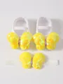 Set de zapatos de princesa y diadema para bebé con lazos de mariposa en lentejuelas amarillas - Amarillo
