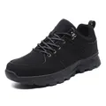 All-black low-top outdoor hiking shoes with rugged anti-slip rubber sole for trekking - Black (959)