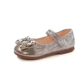 Zapatos Mary Jane plateados brillantes para niñas con hebilla de lujo de diamantes - Champán