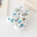 Breathable mesh toddler walking shoes with colorful pencil and dot patterns in white - Inner Length 12.5cm / Blue
