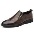 Braune perforierte Herren-Business-Loafers mit atmungsaktivem Hohldesign - Tan Perforiert