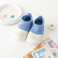 Lightweight soft-sole baby walking shoes in a blue and white color-block design - Size 20 (Inner Length 12.0cm) / Light Blue