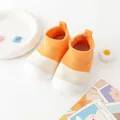 Soft sole orange and white color-block baby walking shoes with non-slip knit design. - Size 20 (Inner Length 12.0cm) / Orange