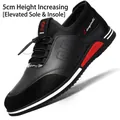 Men's black casual sneakers with 5cm height-increasing lift and elastic laces - Black (Height Increasing)