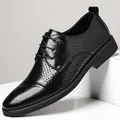 Scarpe Derby classiche in pelle nera con dettagli traforati per abbigliamento formale - 37 / Stile Vuoto / Nero Intagliato