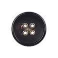 Bottone in corno nero premium con quattro occhielli in bronzo metallico - 15.0mm / marrone nero