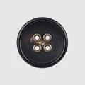 High-end black horn button with four bronze metal eyelets for coats and jackets - 15.0mm / Black Brown