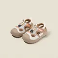 Breathable mesh toddler walking sandals with anti-collision toe in beige and brown - Size 16 (Inner Length 12.5cm) / Style 638 / Khaki