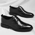 Eleganti scarpe Derby in pelle nera da uomo stile business formale con lacci neri - 37 / Stile per Tutte le Stagioni / Nero Quattro Stagioni