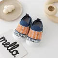 Breathable mesh baby walking shoes in vibrant orange and blue color blocks for infants - 11.5cm / Orange