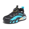 Sandali sportivi per bambini in mesh traspirante con fibbia rotante, nero e turchese - nero e verde