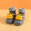 Winter baby walker socks shoes with anti-slip soles and cute yellow animal decor. - 18-19 [11.5CM] / Grey Yellow Cow Style (827) / Gray