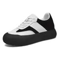 Stylish panda color thick sole sneakers with 10cm height increase for men and women - 35 / Black and White 6cm