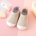 Soft sole breathable mesh baby walking shoes in beige for toddlers 1-3 years old. - Khaki