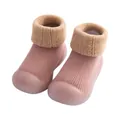 Zapatos de paseo rosas para bebé con suela antideslizante y forro polar muy cálido - Rosa