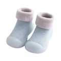 Zapatos tipo calcetín para bebé en azul con forro cálido y suelas antideslizantes - Azul Claro (821)