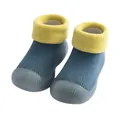 Zapatos de calcetín para bebé con suela antideslizante y puños de punto amarillo cálido - Verde