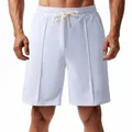 Détail du short de golf blanc plissé pour homme avec cordon de serrage à la taille - S / Bas / Blanc (YYDK3)