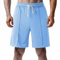 Détail du short de golf bleu clair pour homme avec cordon de serrage et coutures - S / Bas / Bleu Clair (YYDK3)
