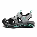 Sportliche geschlossene Sandalen für Jungen in Schwarz und Türkis, rutschfeste Strandschuhe - Graugrün