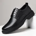 Atmungsaktive schwarze Herren Business Lederschuhe mit Lochmuster für Hochzeit und Büro - Hohl Schwarz