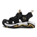 Schwarze Jungen-Sandalen mit geschlossenem Zehenbereich und rutschfester Sportsohle - Schwarz & Gold
